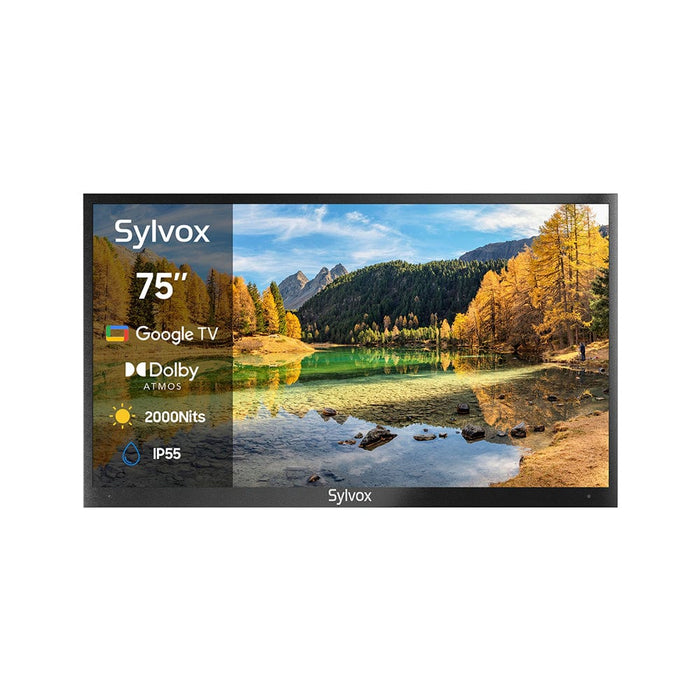 Sylvox 75" 2000Nit Google Outdoor TV - 2024 Pool Pro 2.0 Series Full Sun OT75A2KHGF
