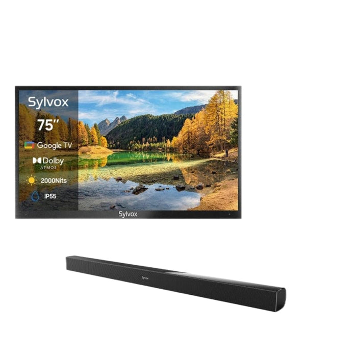 Sylvox 75" 2000Nit Google Outdoor TV - 2024 Pool Pro 2.0 Series Full Sun OT75A2KHGF