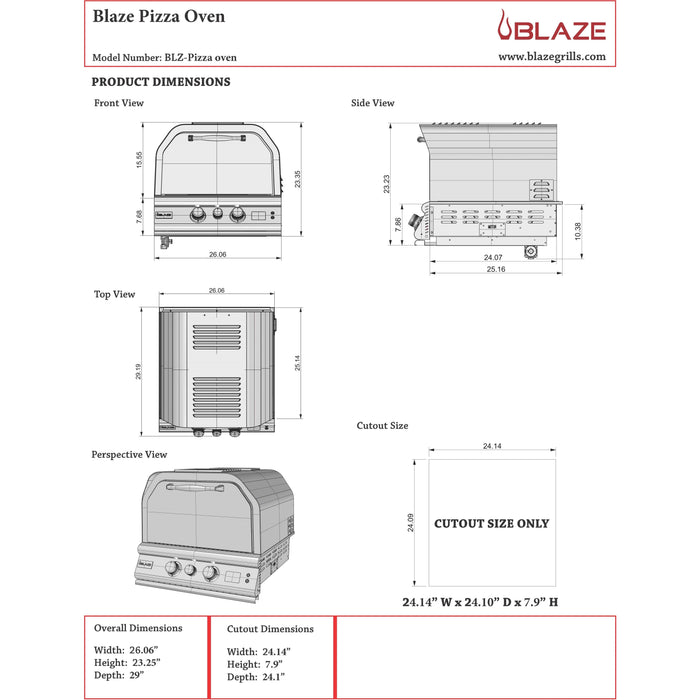 Blaze 26-Inch Gas Outdoor Pizza Oven With Rotisserie BLZ-26-PZOVN-LP/NG