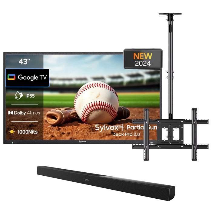 Sylvox 43" Outdoor TV (Google TV) - 2024 Deck Pro 2.0 - Partial Sun OT43A2KHGD