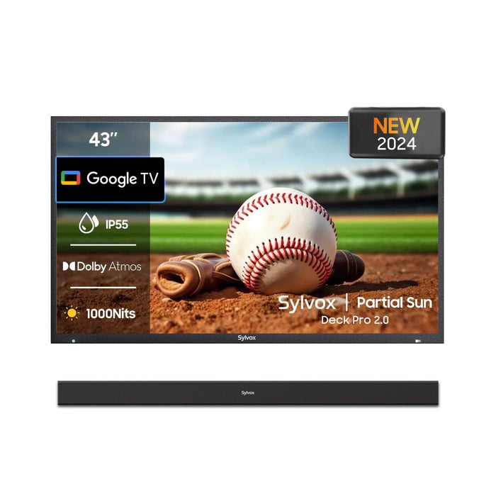 Sylvox 43" Outdoor TV (Google TV) - 2024 Deck Pro 2.0 - Partial Sun OT43A2KHGD